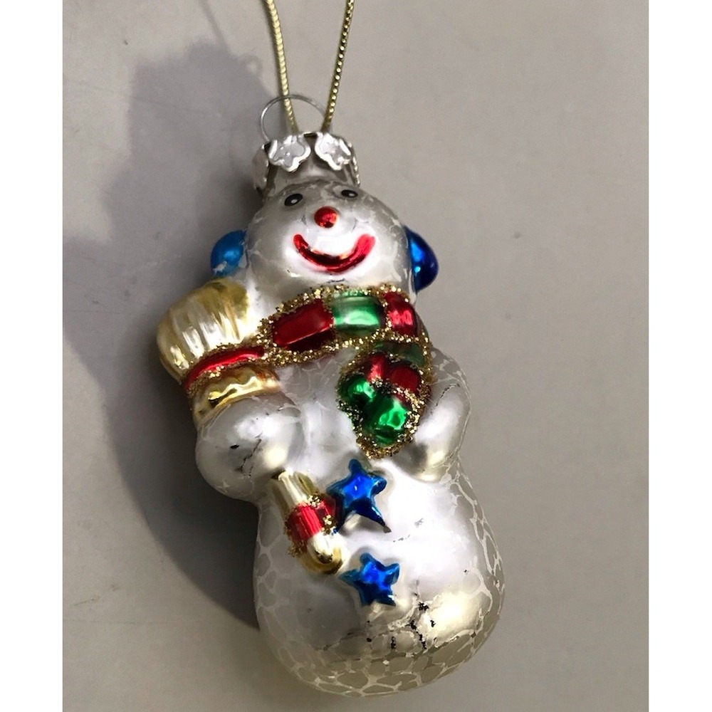 Blown Glass Snowman Ornament 3"